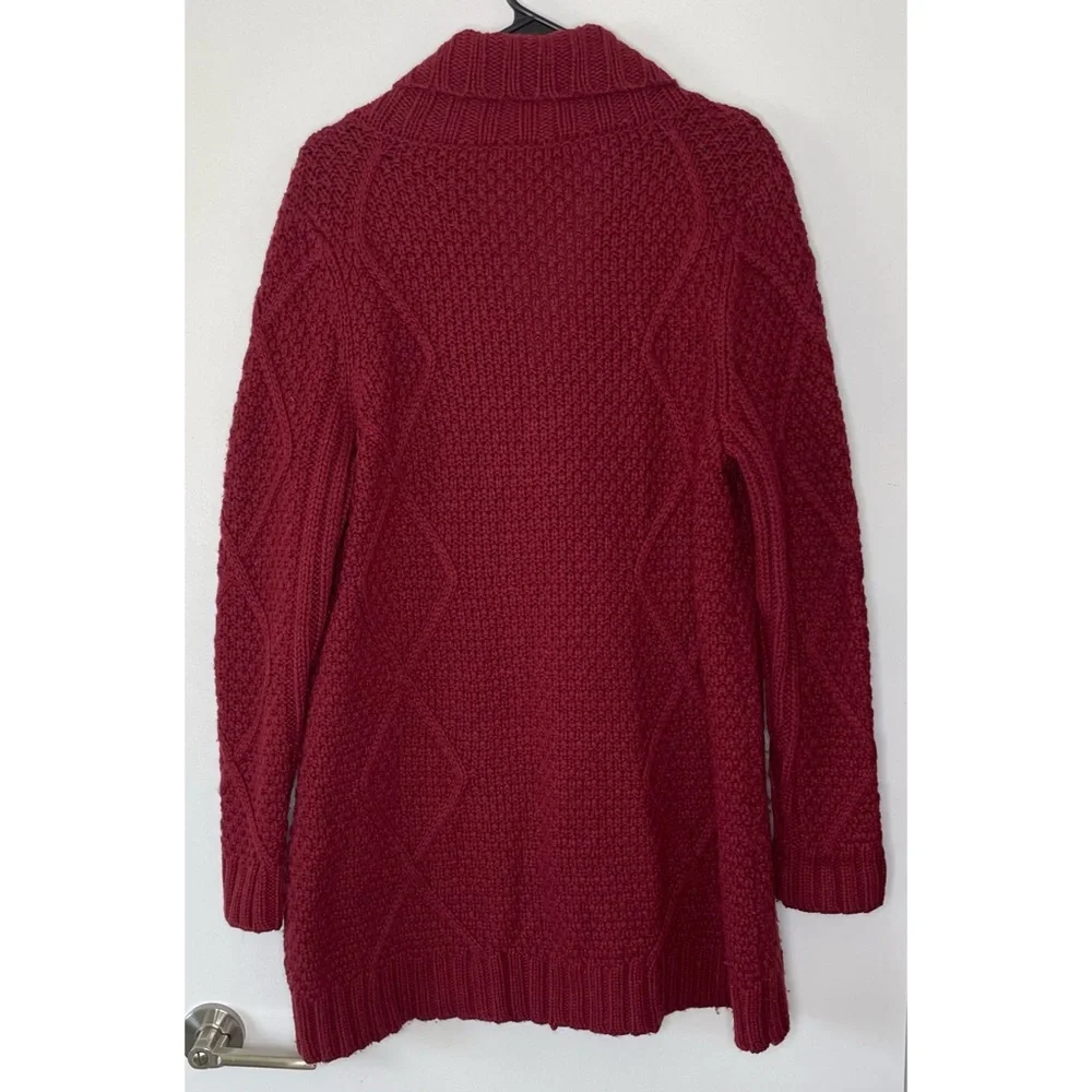 Soft Surroundings Maroon Wool Blend Cable Knit Sweater